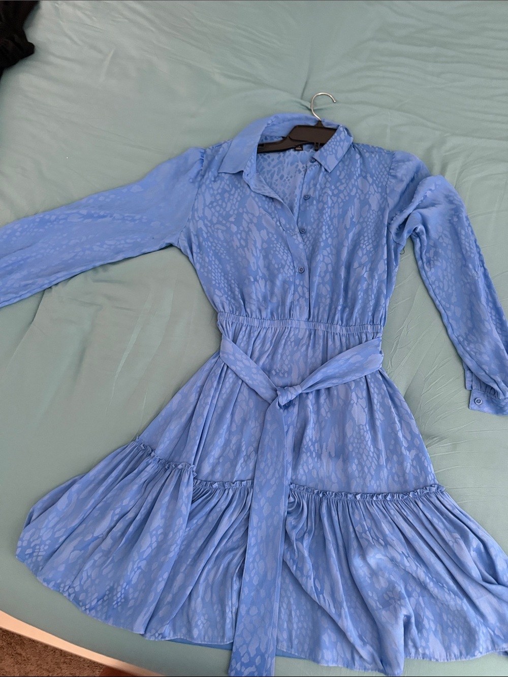 Simply Vera Vera Wang Vibrant Blue Long-Sleeve Belted Tiered Dress